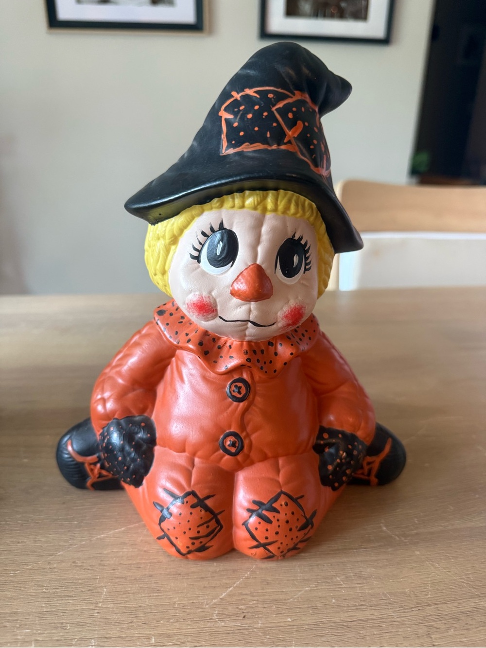 Vintage Ceramic Scarecrow Ceramic Mold Sculpture Hobbyist Halloween 9.5 Inch
